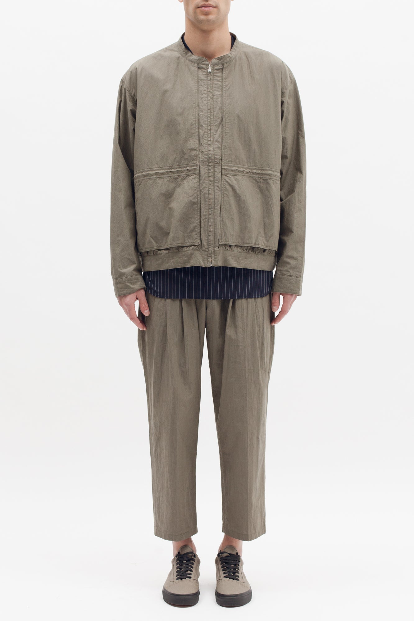 Reversible Bomber Jacket - Olive/Beige