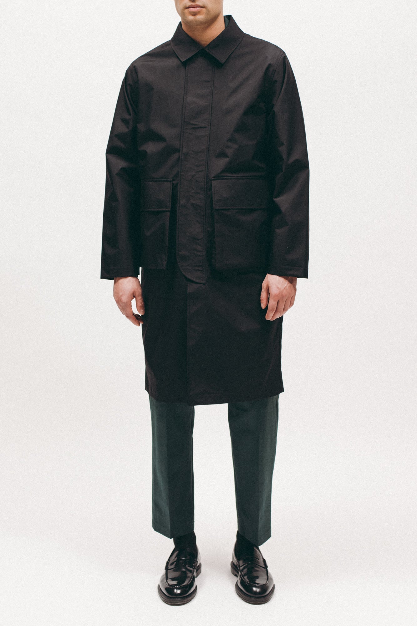 Hooded Mac Coat - Black