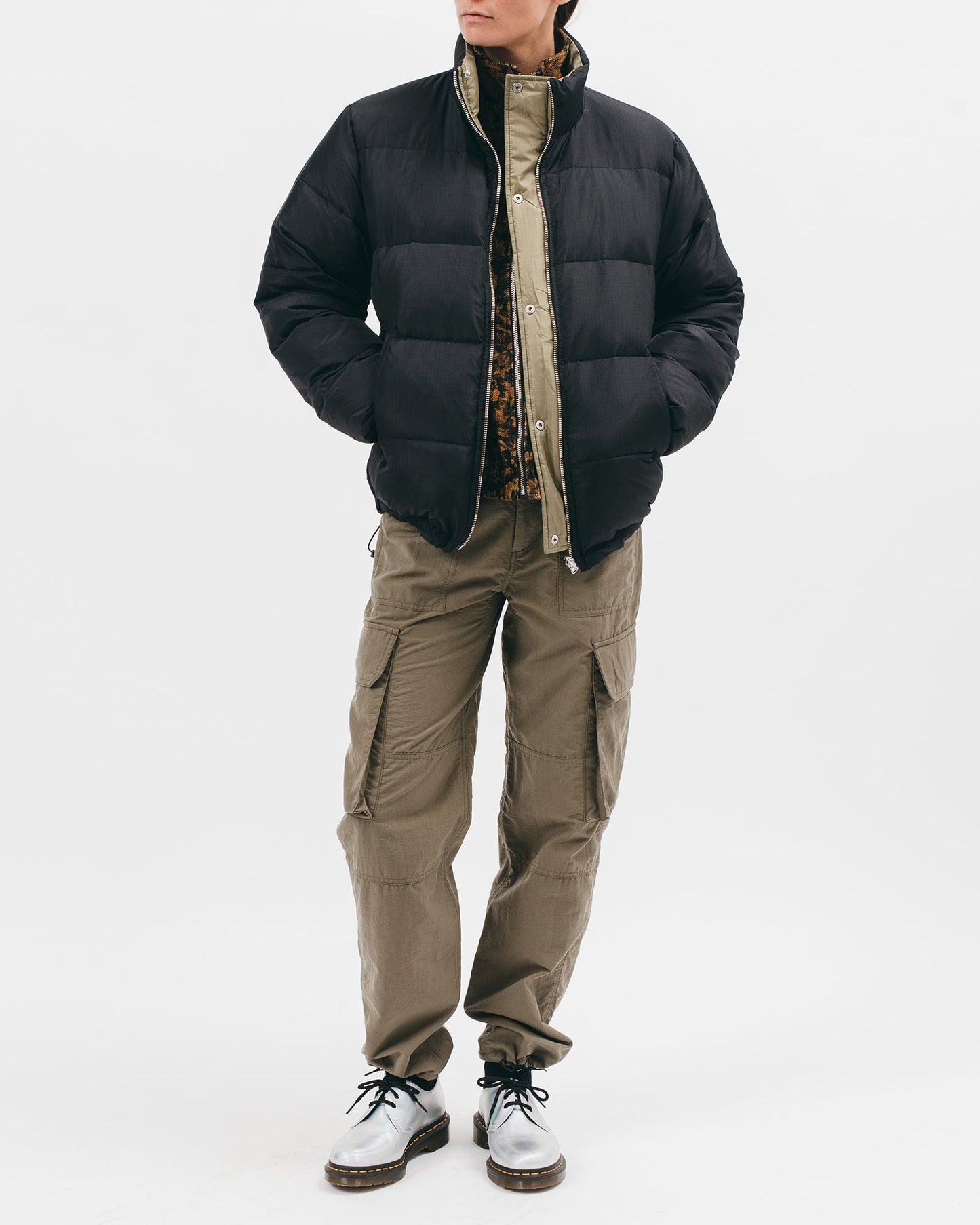 Reversible Puffer Jacket - Black / Moss