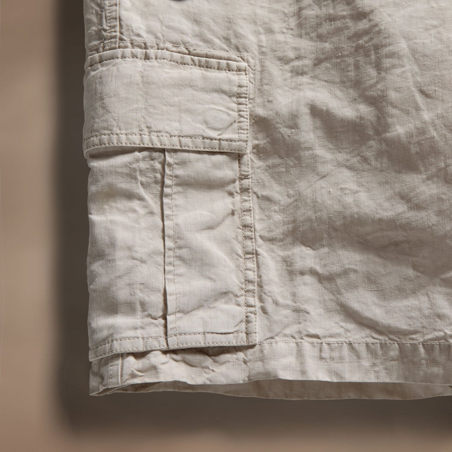 Textured Linen Flight Short - Salt Pigment