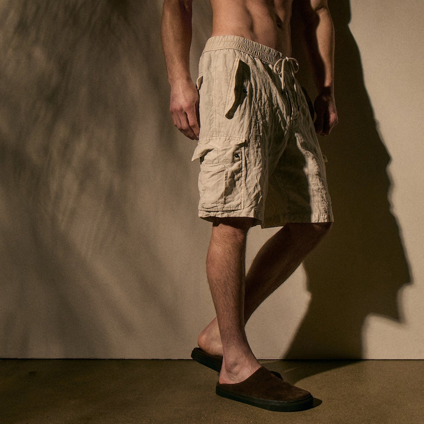 Textured Linen Flight Short - Salt Pigment