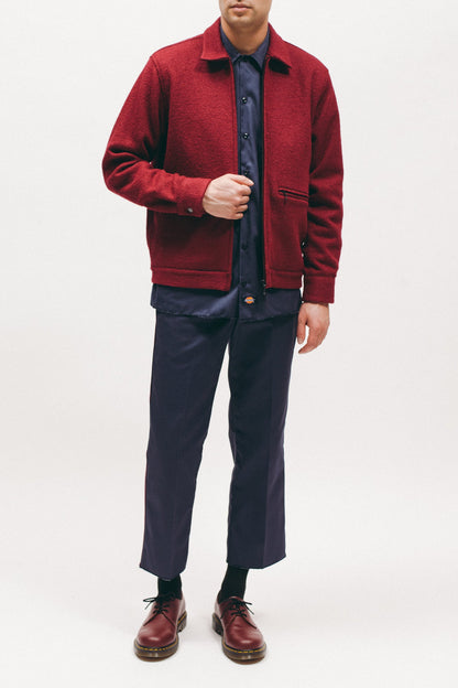 Boiled Wool Harrington Jacket - Red