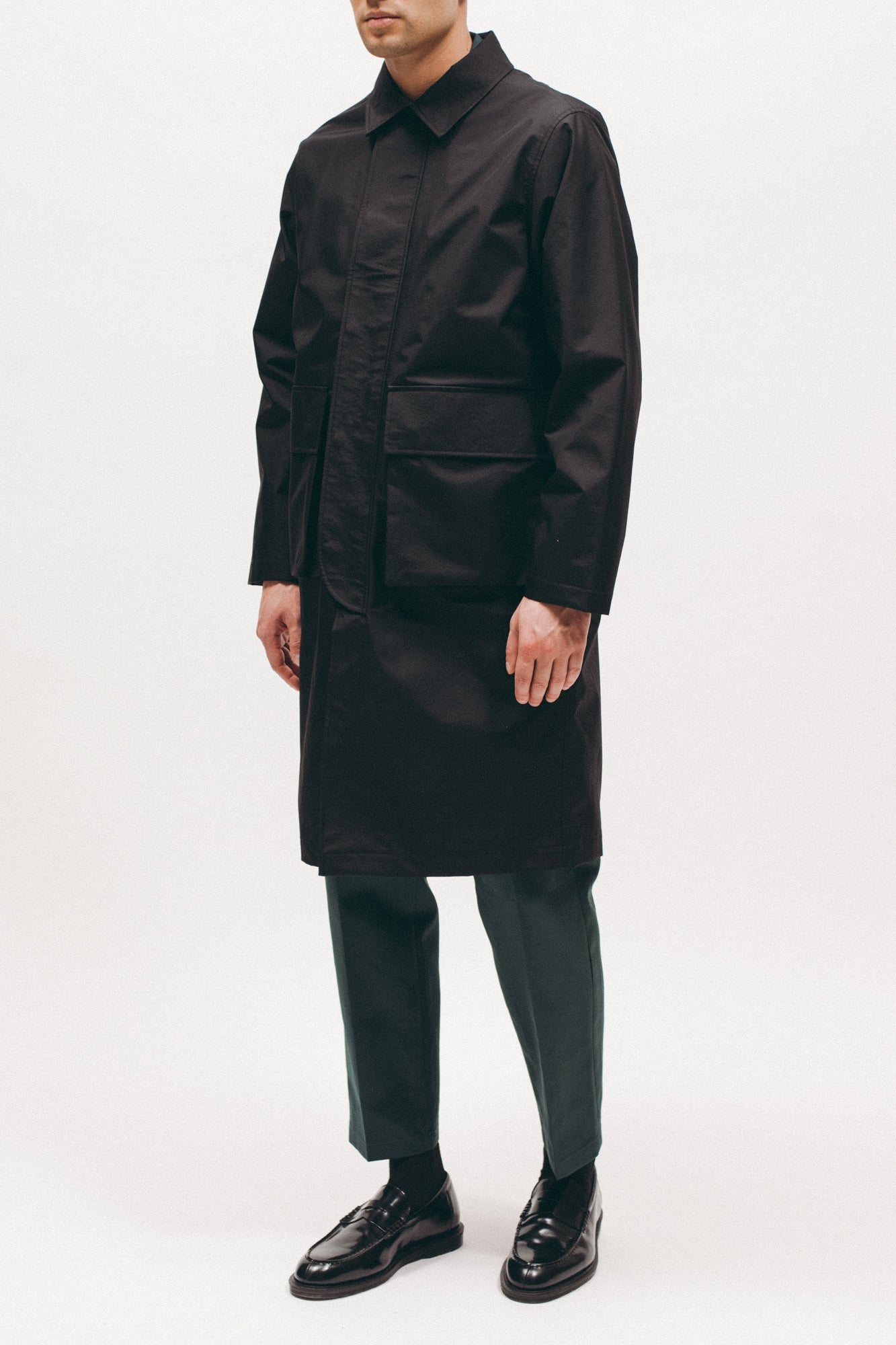 Hooded Mac Coat - Black